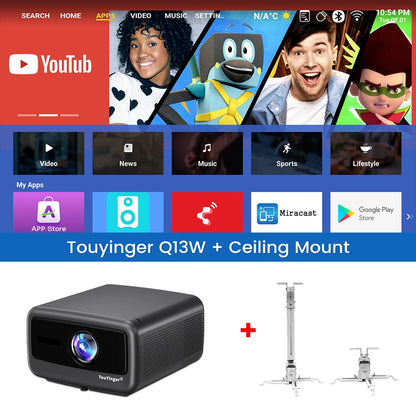 Touyinger Q13W 3800 Ansi Full HD 4K Projectors Home Theater Video 3G 128G Samrt TV Beamer for Movies